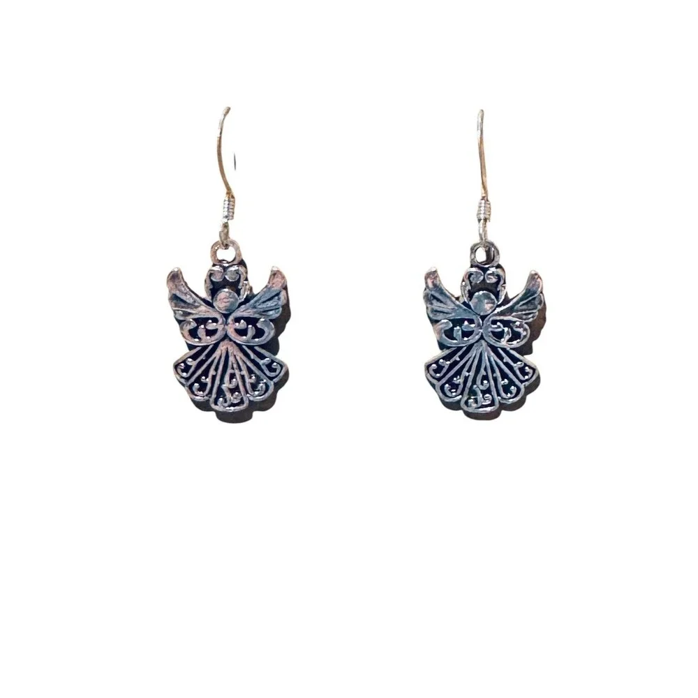 Silver Angel on Sterling Silver Earrings #2166
